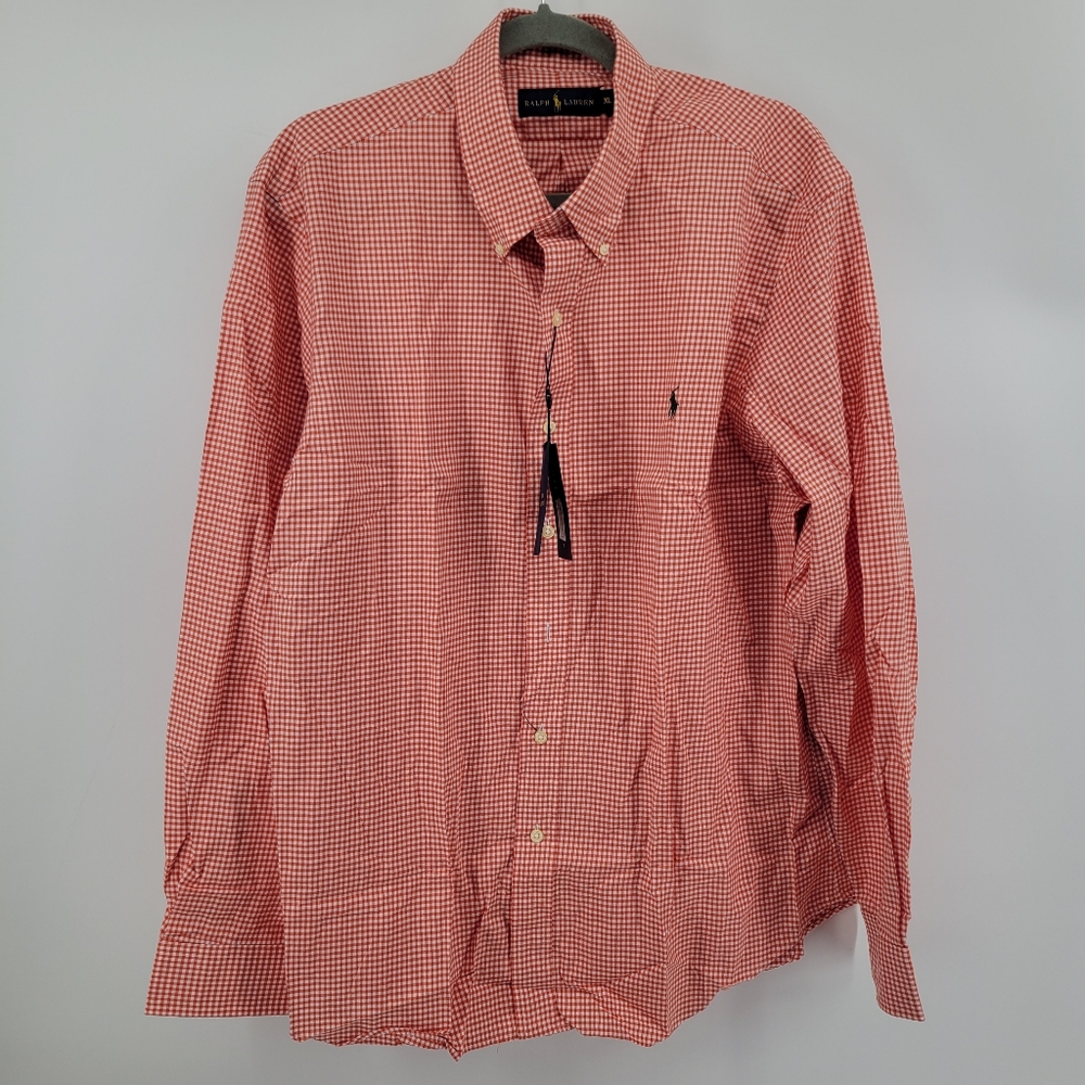 Ralph Lauren Checked Shirt Size XL Sunset Orange